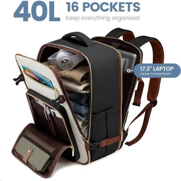 LOVEVOOK Travel Backpack For Women,40L Carry On Backpack Flight Approved,TSA